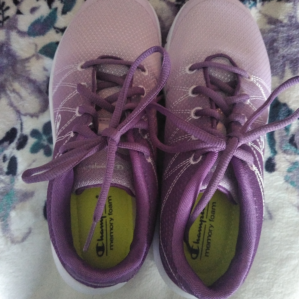 Purple champion tennis shoes size 8